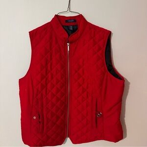 Chaps‎ Red Quilted Vest Fitted Silhouette